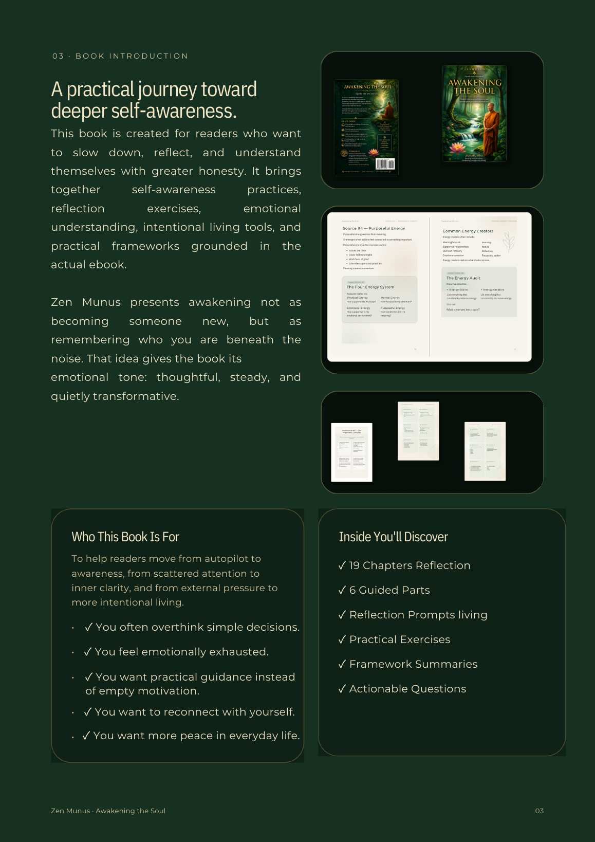 Sales page preview showing book introduction, front and back cover mockups, and product layouts