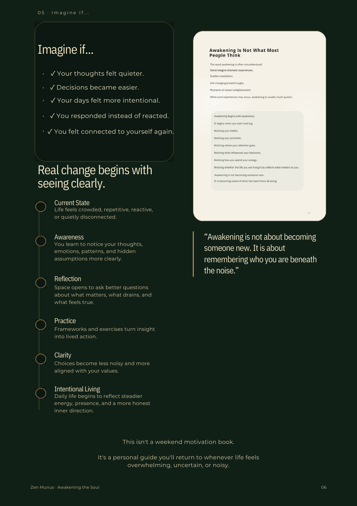 Full page preview titled Imagine If with a transformation checklist and process timeline