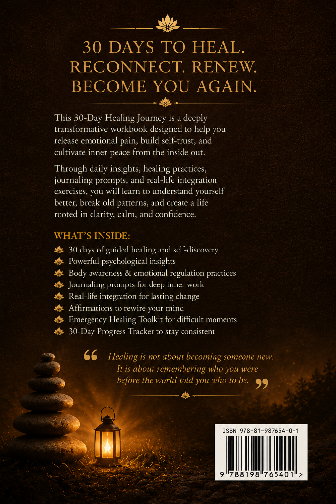 Back cover of the 30-Day Healing Journey workbook